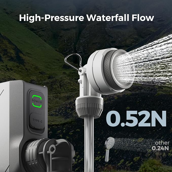 FLEXTAILGEAR Tiny Shower Portable Shower for Camping, Rechargeable Camping Outdoor Shower, Portable Shower Pump for Hiking, Waterproof Outdoor Camp Pump, Car wash, Pet Cleaning, Beach Vacations
