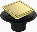 4 Inch Square Shower Floor Drain, Shower Drain Kit with Flange and 2 in 1 Tile-Insert Cover, Square Shower Drain, SUS 304 Stainless Steel Floor Drain,Brushed Gold