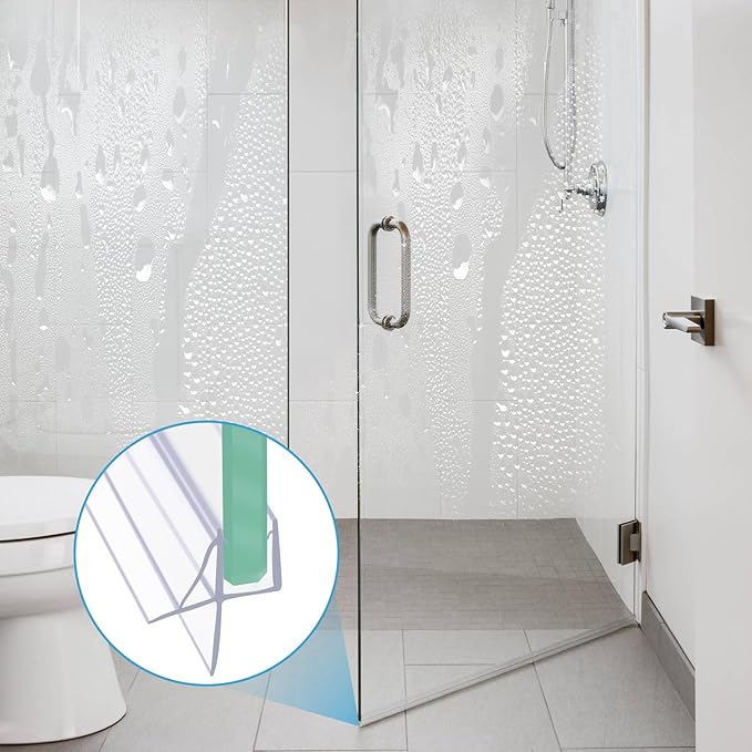 Frameless Shower Door Bottom Seal Shower Sweep with Drip Rail for 3/8" Glass,36" Long, Vinyl, Clear