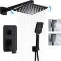 Bathroom Shower System 10 Inch Rain Shower Head and Handheld Wall Mounted, High Pressure Rainfall Dual Shower Combo Set with Valve and trim, Luxury Rain Mixer Brushed Black Shower Faucet