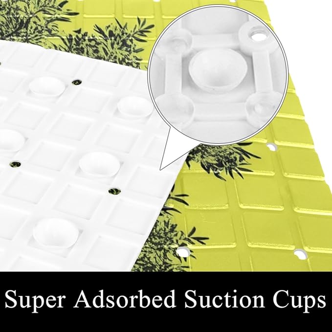 Bath Tub and Shower Mats, Non Slip Bathmat with Drain Holes and Suction Cups for Bathroom Floor, 15.1 x 26.8 Inch (Art Tree Black Silhouette)