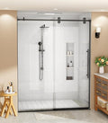 Bathbliss Glass Shower Door 44"-48" Wx76 H,Frameless Sliding Glass Door with 5/16"(8mm) Tempered Glass Shower with Matte Black Finish