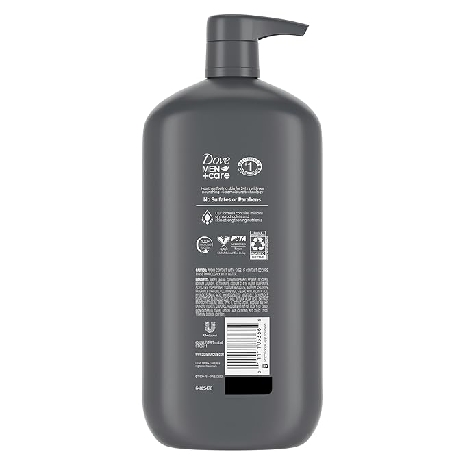 Dove Men+Care Relaxing Blue Eucalyptus + Birch Body and Face Wash with 24-Hour Nourishing Micromoisture Technology Body Wash for Men 30 oz
