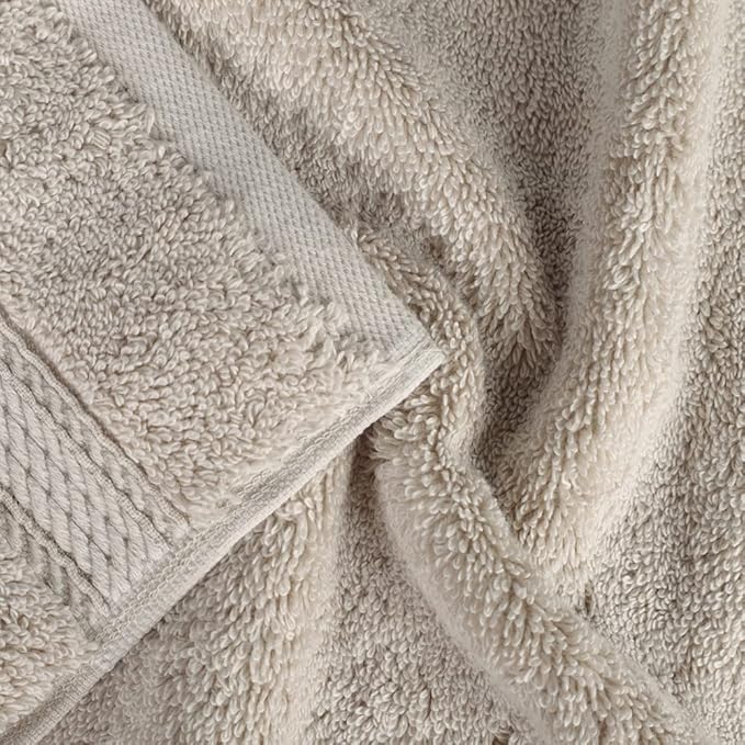 Superior Egyptian Cotton Pile 3 Piece Towel Set, Includes 1 Bath, 1 Hand, 1 Face Towel/Washcloth, Ultra Soft Luxury Towels, Thick Plush Essentials, Guest Bath, Spa, Hotel Bathroom, Stone