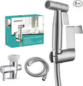 BARROCK Handheld Bidet Sprayer for Toilet, 2 Pack Stainless Steel Metal Made Baby Cloth Diaper Spraying Kit, Bathroom Toilet Bidet Attachment Set for Bathing Pets and Feminine Hygiene, Brushed Nickel