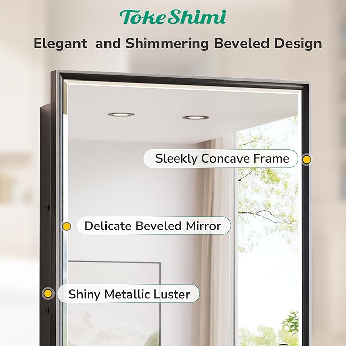 TokeShimi 36x24 Recessed Medicine Cabinet with Mirror Black, Beveled Bathroom Mirror with Storage Aluminum, Surface Mounted Metal Medicine Cabinets for Bathroom Vanity Wall