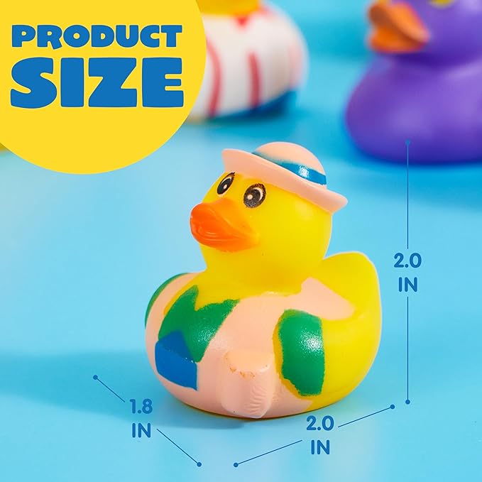 JOYIN 30 Pcs Rubber Ducks, Random Assortment Ducks Bulk with Mesh Carry Bag, Mini Rubber Duckies for Baby Bath Toys, Kids Toddler Summer Pool Toys Birthday Gifts Party Favors