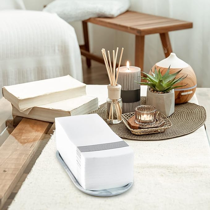 LITOPAK 100 Pack Guest Towels Disposable, Soft And Absorbent Bathroom Napkins, Paper Guest Towels for Bathrooms, Party, Wedding or Events. White and Silver