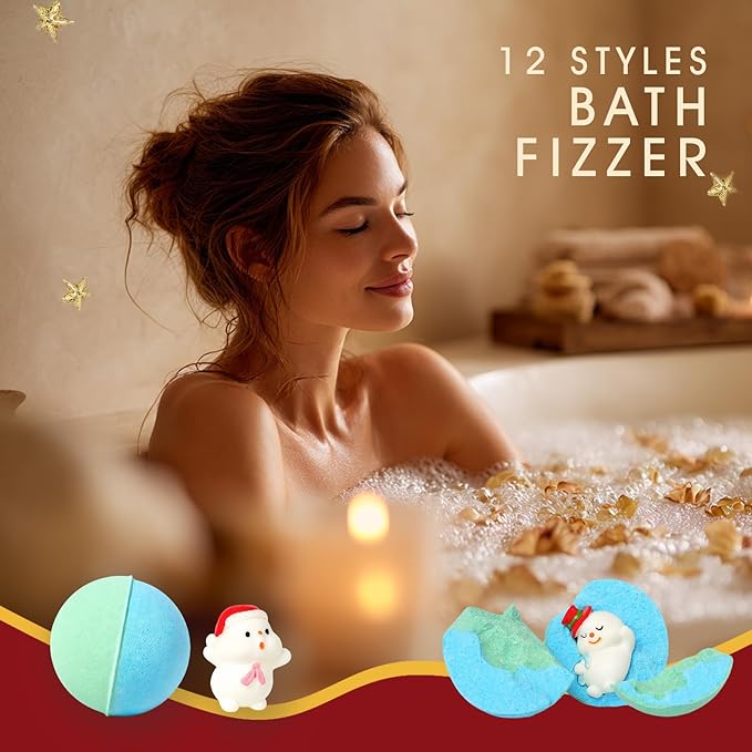 Christmas Gifts for Women - Bath Bomb with Surprise Inside, Bath Bomb Gift Set for Sister, Wife, Mom, Son, Daughter｜Spa Gift Set Christmas Idea for Boys Girls Gifts