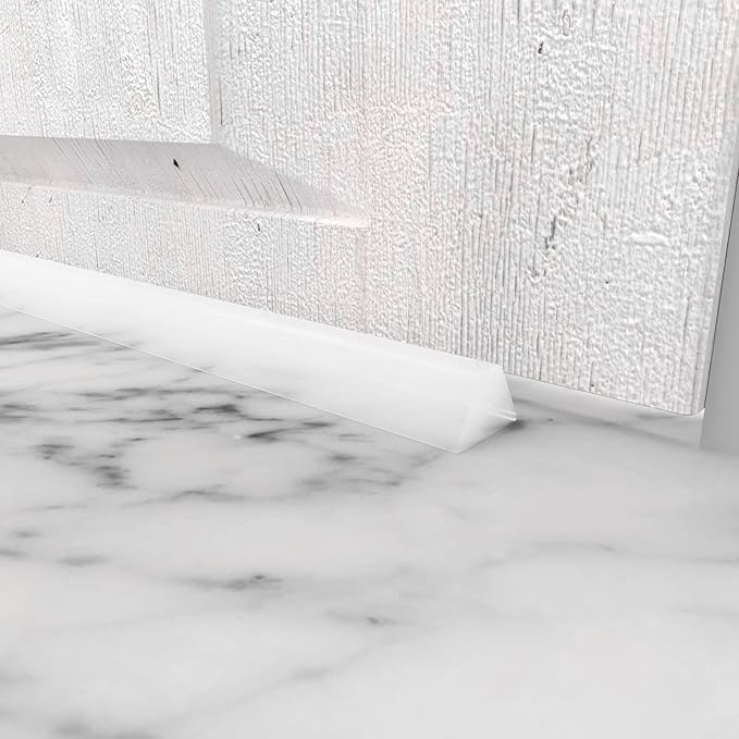 98 Inch Collapsible Shower Water Dam, Shower Threshold Water Dam Shower Barrier, Dry and Wet Separation Door Dam Water Stopper Kitchen Shower Threshold Silicon Water Blocker(Mini Trapezoid)