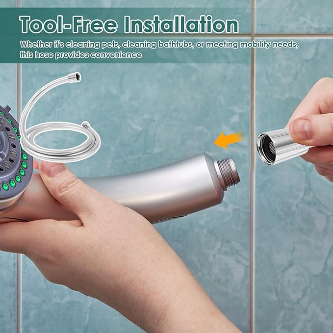 PVC Shower Hose，Explosion Proof Flexible Replacement Long Hose With Standard G1/2 Thread Connection for Home Hotel Motorhome（2m）