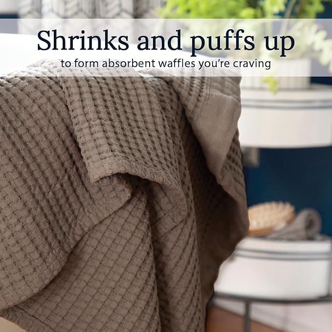 GILDEN TREE Waffle Towels for Bathroom Luxury 100% Cotton Bath Towels, Quick Dry Towel, Thin Super Absorbent Lint Free Shower Towels, Bath Towels Set of 2, Modern Style (Stone)