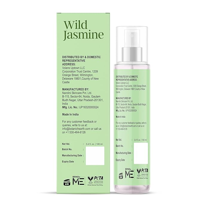Botanic Hearth Wild Jasmine Hair Perfume for Women & Body Perfume Mist 3.4 fl oz – Alcohol-Free, Hydrating & Refreshing Body Spray with Hyaluronic Acid – Long-Lasting Floral Fragrance
