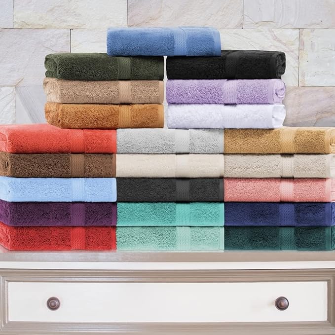 Superior Egyptian Cotton Pile 3 Piece Towel Set, Includes 1 Bath, 1 Hand, 1 Face Towel/Washcloth, Ultra Soft Luxury Towels, Thick Plush Essentials, Guest Bath, Spa, Hotel Bathroom, Tea Rose
