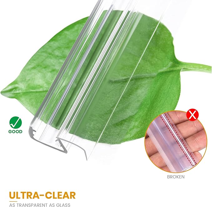 Bathroom Shower Glass Door Bottom Seal Strip, 2PCS 36 Inch Long Clear PVC Seal Strips for 3/8"(10mm) Thick Framless Glass Door Panel