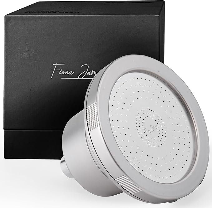 Fiona James Filtered Shower Head – High Pressure Shower Filter for Hard Water, Chlorine Removing, 20-Stage Filtration for Healthy Hair & Skin (Brushed Nickel)