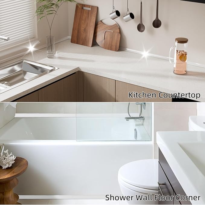 39 Inch Water Guard for Kitchen Sink, Silicone Rubber Kitchen Splash Guard, Corner Dam Water Retaining Strip for Countertop, Shower, Bathroom, Self Adhesive Caulk Seal Strip Edge Trim (Transparent)