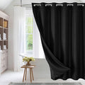 MitoVilla Black Waffle Long Shower Curtain Liner Set 72 x 80, No Hooks Required 80 inch Long Heavyweight Fabric Shower Curtain Set with Snap-in Liner for Hotel Grade Spa-Like Bathroom Decor