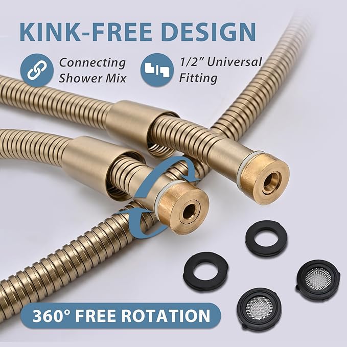 Gold Shower Hose Extra Long 69 Inches 304 Stainless Steel Handheld Shower Head Hoses Anti Winding Interface Flexible Rv Shower Hoses Replacement For Cleaning Pet 1 Pcs