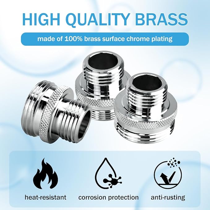 Ball End Shower Arm Adapter for Converting Old Fashioned Ball Shower Arm to 1/2'' Standard Fittings 14UN 16UN for Most Old-Fashioned Ball Head Shower Arms 3 Pieces