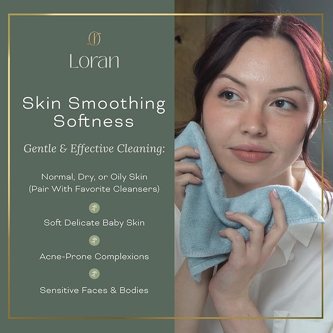 Sky Blue Washcloths Set of 6 Soft Facial Cloths 10” x 10” 100% Viscose Derived from Bamboo Spa-Like Feel Silky Face Cloth for Skin Cleansing