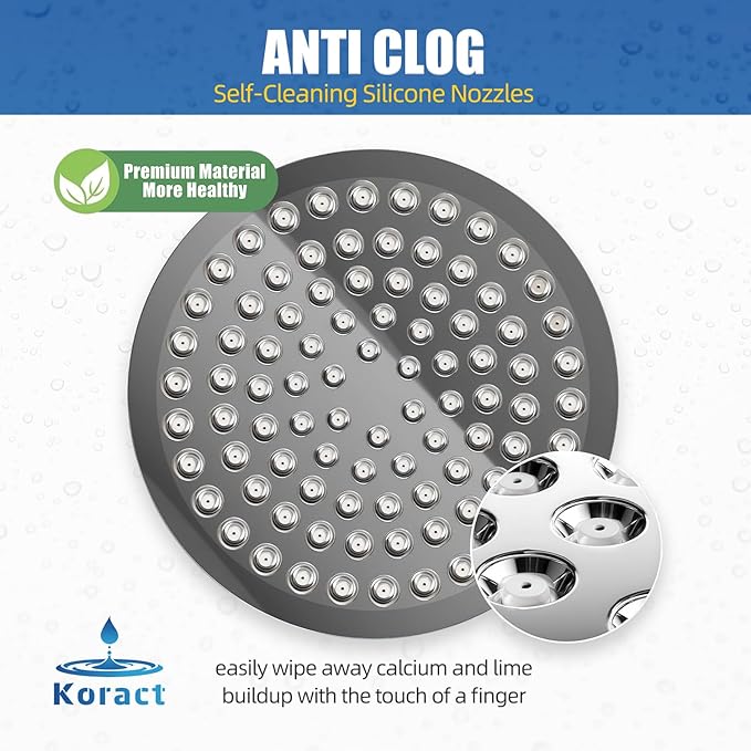 Shower Head High Pressure Rain Premium Quality Luxury Design Anti-Clogging Silicone Nozzles Adjustable Replacement for Bathroom Shower Heads (6 inch Round) (Luxury Polished Chrome 6" Round)