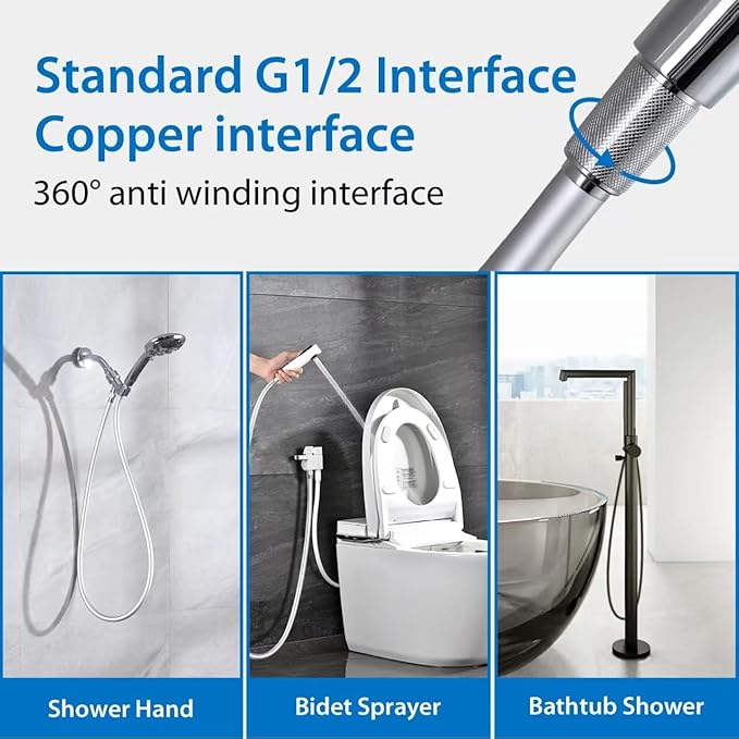 119 Inches Long Shower Hose Rv Shower Hose Extra Long Explosion Proof Anti Winding PVC Showerhead Hoses For Cleaning Pet White Showerhose Extension Smooth Flexible Hand Held Shower Hoses Replacement
