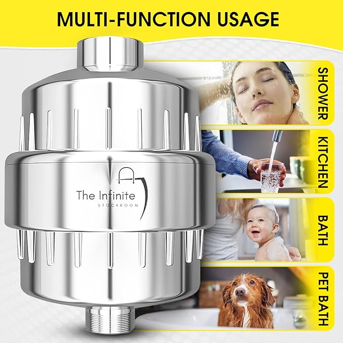 Shower Head Filter for Hard Water | 20-Stage High Output Shower Filter | Removes Chlorine and Fluoride to Help Reduce Dry Skin, Dandruff, and Hair Damage