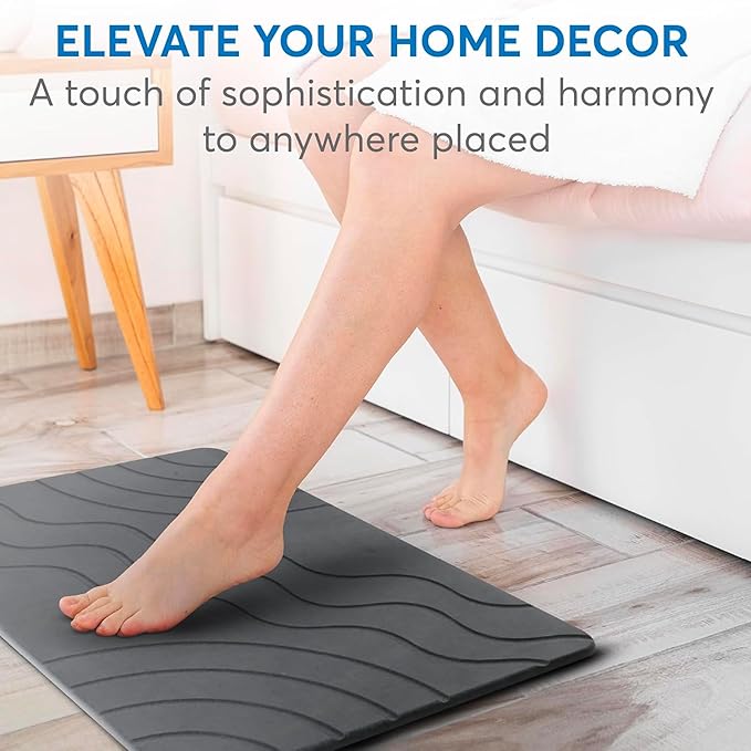 Stone Bath Mat – Quick Drying Diatomaceous Earth Bath Mat, Super Absorbent Bathroom Stone Mat, Non-Slip Shower Stone Mat, Modern Water Absorbing Bath Mat for Bathroom & Kitchen (23.6” x 15.3”, Gray)