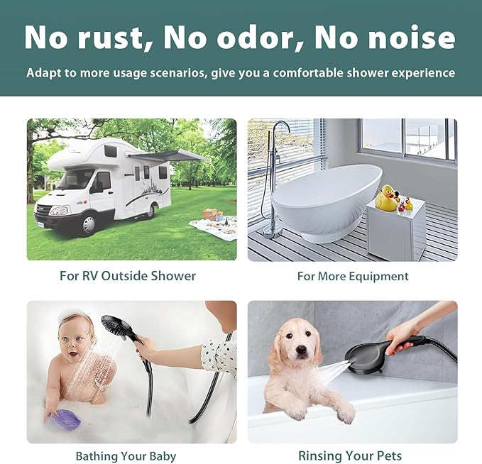 Shower Hose Replacement For Cleaning 304 Stainless Steel Shower Head Hoses 59 Inches High Pressure Bidet Hose Flexible Rose Gold Extension Showerhead Hoses Extra Long (Black, 48 In)