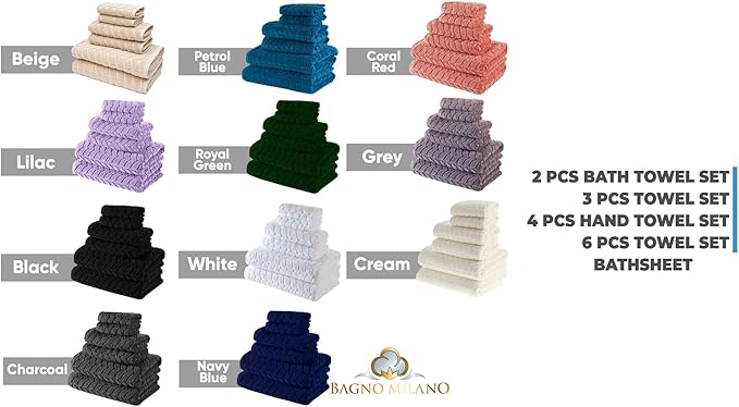 BAGNO MILANO Turkish Bath Towels, Soft Plush Jacquard Luxury Bath Towels, Quick Dry Towel Set (Lavender, 2 pcs Bath Towel Set)
