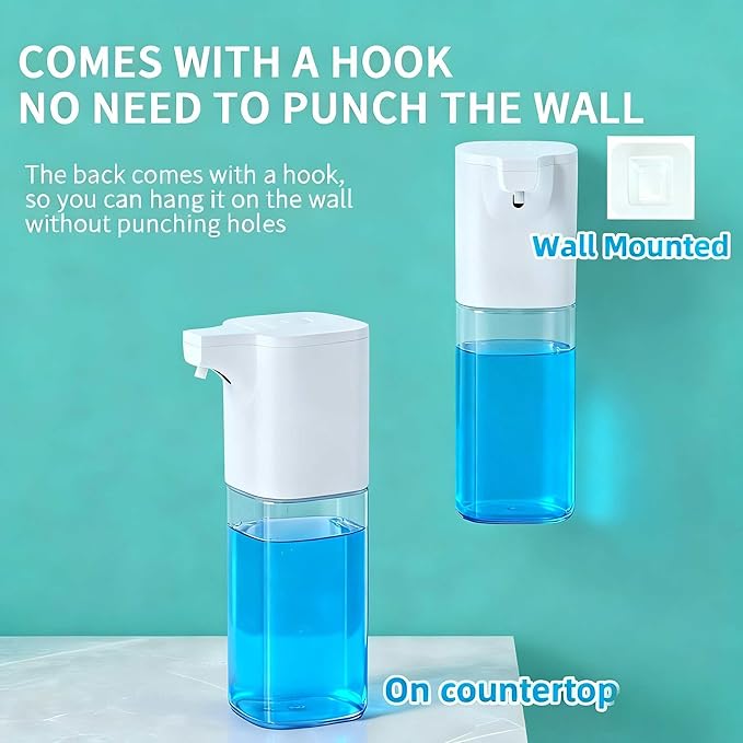 Automatic Foaming Soap Dispenser,Touchless Foam Soap Dispenser 4-Level Adjustable Electric, Auto Bathroom Kitchen Hand Soap Dispenser,12oz/350ml, Wall Mounted, Rechargeable
