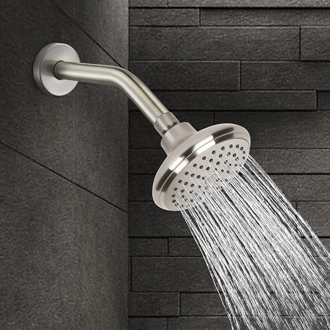 123815BN Replacement For Moen 8 Inches Anti-leakage Ceiling Wall Mounted Bend Accessories-Basic Shower Arm and Flanged,Made of Solid Brass,Brushed Nickel