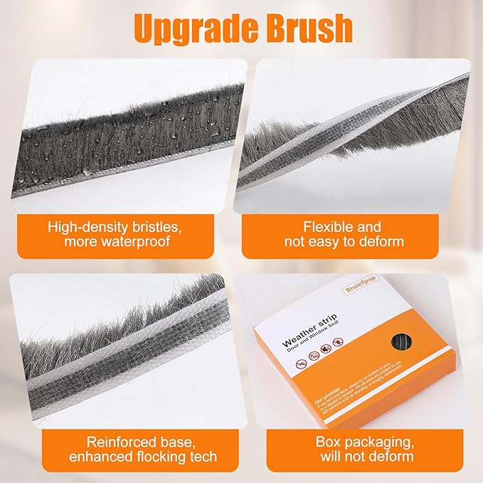 40FT Self-Adhesive Weather Stripping Seal for Door Frames and Sliding Windows, Weatherstripping for Soundproofing, Dustproof, Window Insulation for Winter, 0.35'' Wide x 0.35'' Thick, Black