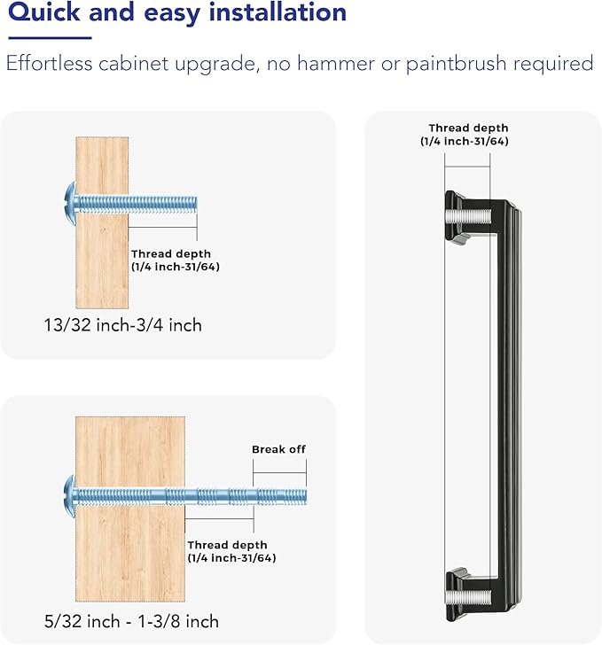Ravinte Hardware 20 Pack Matte Black Cabinet Pulls, 5 Inch (128mm) Hole Center Zinc Alloy Drawer Handles for Kitchen Cabinets, Cupboards, Dressers, Square Solid Metal Hardware