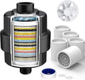 20-Stage Shower Filter-Shower Head Filter for Hard Water, with 5 Replaceable Cartridges, High Output Shower Water Filter for Removing Chlorine and fluoride, Black