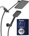 HammerHead® Solid Metal Dual Shower Head Combo — 8" Square Rain Shower Head with Handheld, 12" Adjustable Arm & Wall-Mount Holder for Flexible Installation — Oil Rubbed Bronze