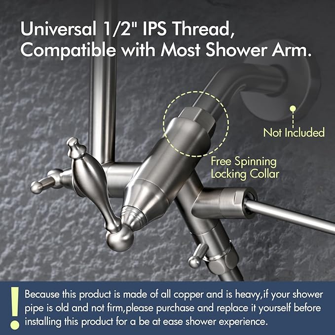Bagnolux Solid Brass 6" High Pressure Rain Shower Head Combo with 21" Extension Arm, Rainfall Showerhead 3.3" Handheld Water Spray - Adjustable Dual Showerhead with 71" Shower Hose, Brushed Nickel