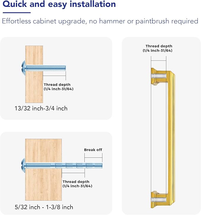 Ravinte Hardware 5 Pack Brushed Brass Cabinet Pulls, 5 Inch (128mm) Hole Center Zinc Alloy Drawer Handles for Kitchen Cabinets, Cupboards, Dressers, Square Solid Metal Hardware