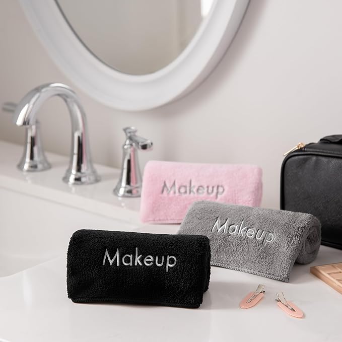 Arkwright Makeup Towels - Pack of 6 - Ultra Soft & Gentle Microfiber Coral Fleece Washcloth Face Make Up Remover, Reusuable Eraser Cloth Essentials for Hosts & Artists, 13 x 13 in, Pink