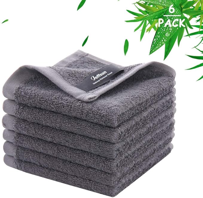 Wash Cloths 6 Pack, Women Girls Stocking Stuffers, Super Soft & Skin Friendly Face Towel for Sensitive Skin, Reusable Washable Grey Makeup Remover Cloth, Easy to Rinse 10x10 inch Small Face Washcloth