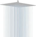 12 Inch Rain Shower Head, 12" Square Rainfall & High Pressure Stainless Steel Bath Shower Head, 1/16" Ultra Thin, Waterfall Full Body Coverage with Silicone Nozzle, Polished Chrome