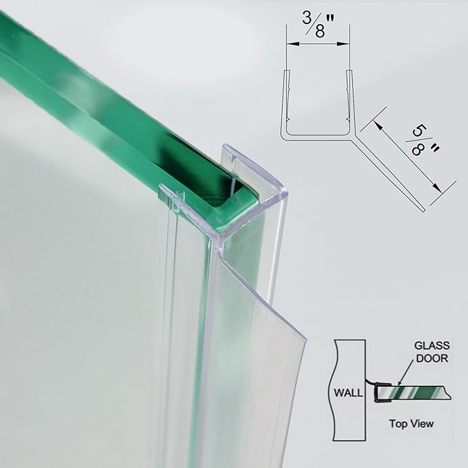 Shower Door Seal Strip Kit 3 Packs, 2 PCS 76" Shower Door Side Seals and 1 PC 36" Shower Door Sweep Bottom Seal for 3/8" (10mm) Thick Glass Shower Door Polycarbonate