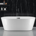 59" Free Standing Tub, Acrylic Soaking Bathtub, Stand Alone Freestanding Tub with Matte Sliver Drain and Overflow, Contemporary Bathtub for Bathroom, Black
