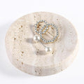 Koville Small Travertine Jewelry Dish, 4" Round Trinket Dish for Ring Necklace Earring, Beige Travertine Soap Dish for Bathroom Kitchen, Natural Stone Decorative Dish, Aesthetic Home Table Decor