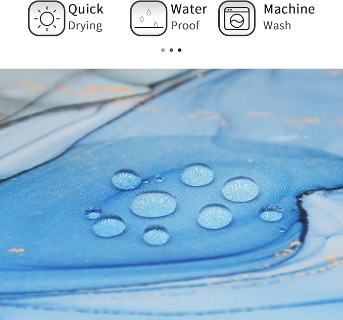 Gibelle Extra Long Shower Curtain 72 x 84, Tall Abstract Blue Grey Marble Shower Curtain, Modern Ink Art Waterproof Fabric Shower Curtain Set with Hooks