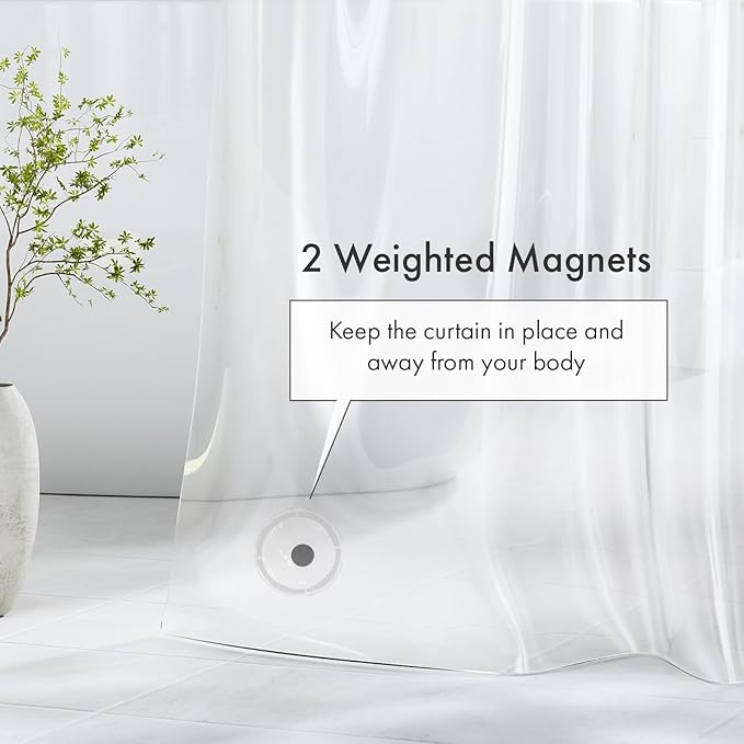Amazer Stall Shower Curtain Liner, 36x72 Plastic Clear Shower Liner PEVA Medium Weight Inside Shower Curtains for Bathroom with Rustproof Grommets