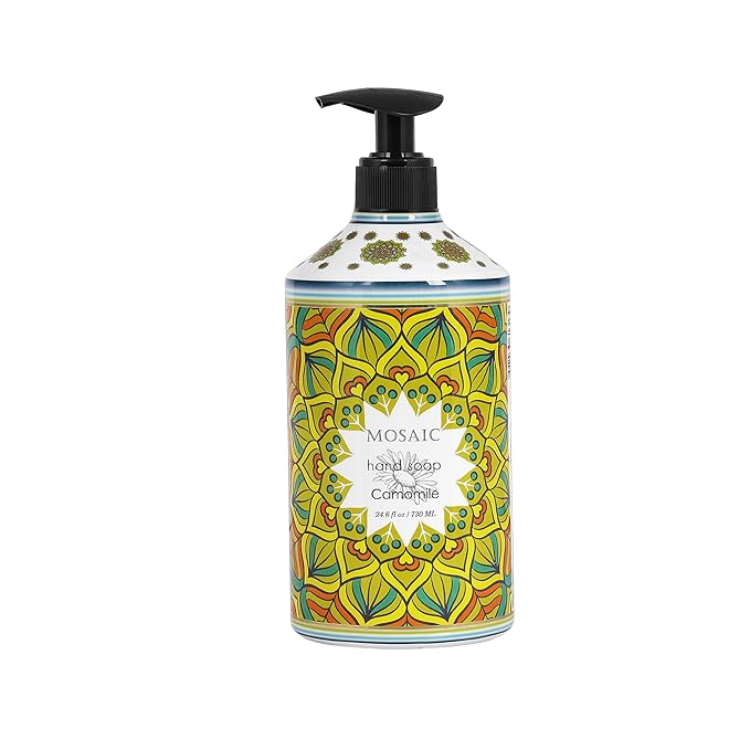 AnatoliaDaphne Mosaic Liquid Hand Soap/Wash Gift Set, Ideal Bathroom Kitchen Hand Soap Set,Lavender + Almond & Argan + Peppermint & Eucalyptus + Camomile, 4 x 24.6 fl oz Each Liquid Soap Bottle