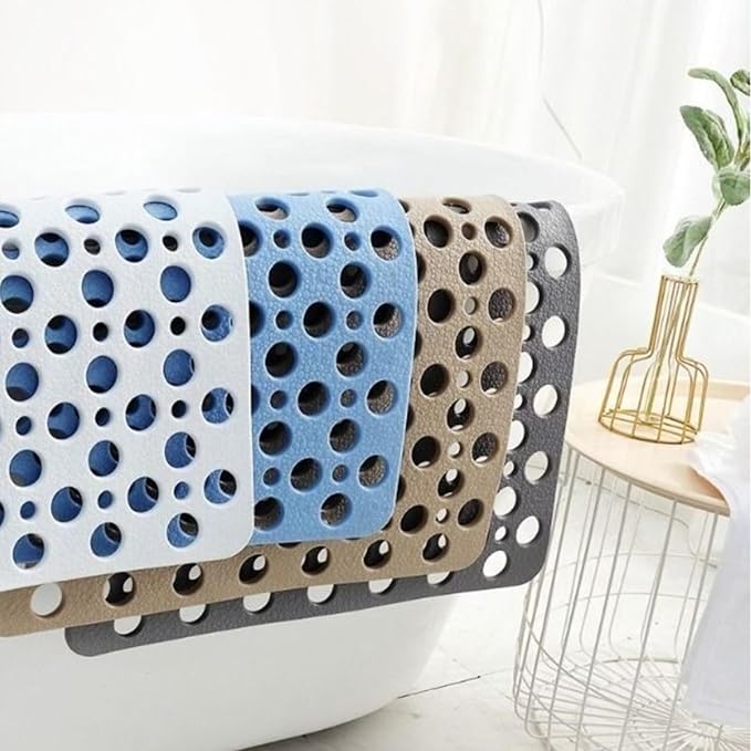 Casa and Beyond Shower Mat,Non Slip Bath Mat and Shower Mat with Suction Cups and Drain Holes,Bathroom Mat Easy to Clean Soft Machine Washable,Bathtub Mat Easy Dry&Cut (White,17" x 30"(Rectangular))