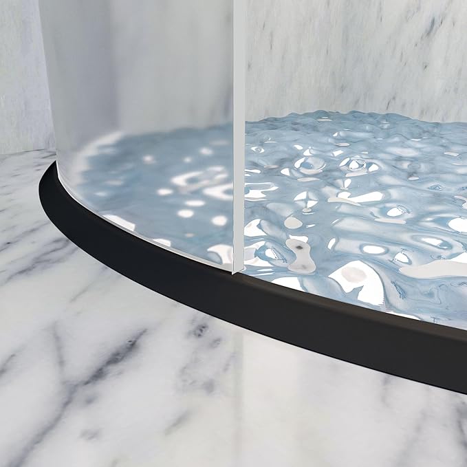 Raycity Shower Threshold Water Dam Barrier,Shower Door and Kitchen Water Strip Dam Shower Guard for Dry And Wet Separation Caulk Seal Strip Edge Trim(39Inches/Black)